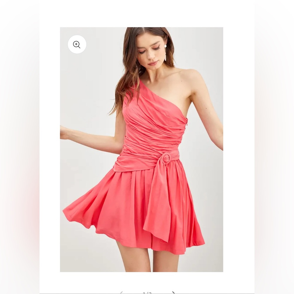 Hot Pink One Shoulder Tiered Mini Dress